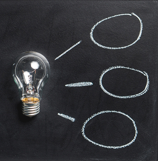 Blackboard with Ideas - Lamp in the middle